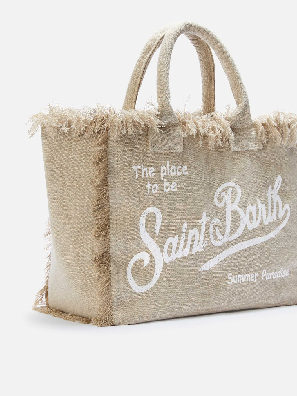 Borsa Vanity regular in lino beige tinta unita