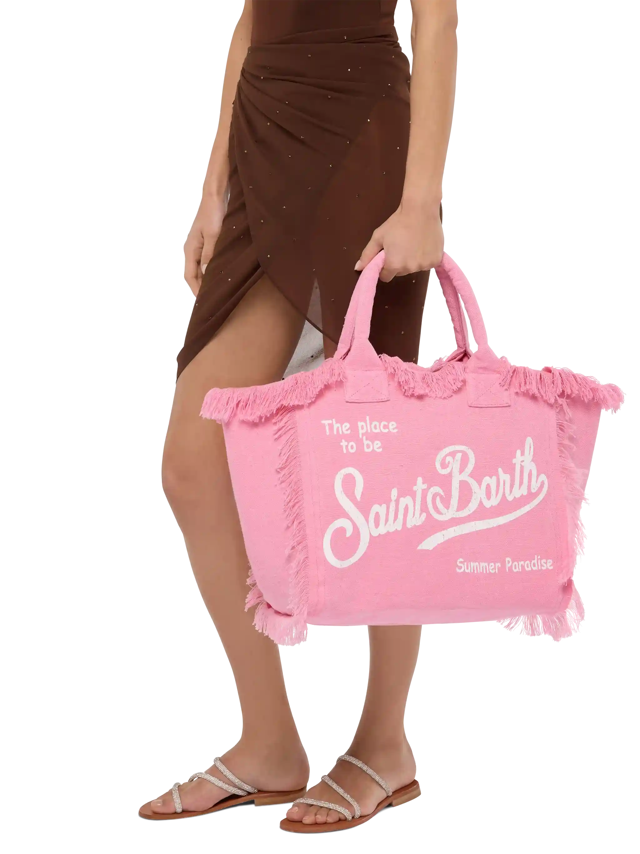 Vanity pink linen shoulder bag - MC2 Saint Barth