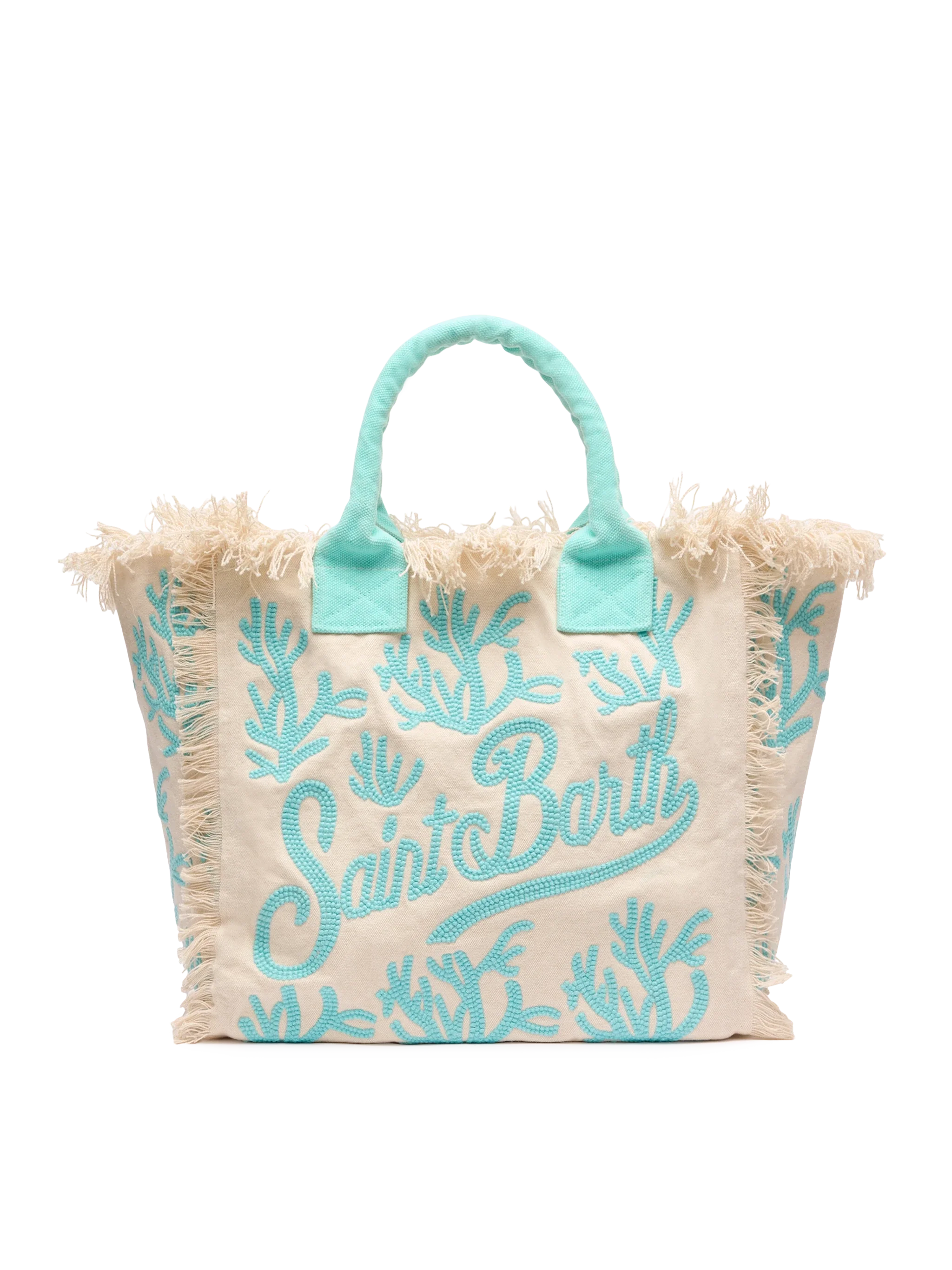 Vanity Rug white and water green cotton tote bag - MC2 Saint Barth