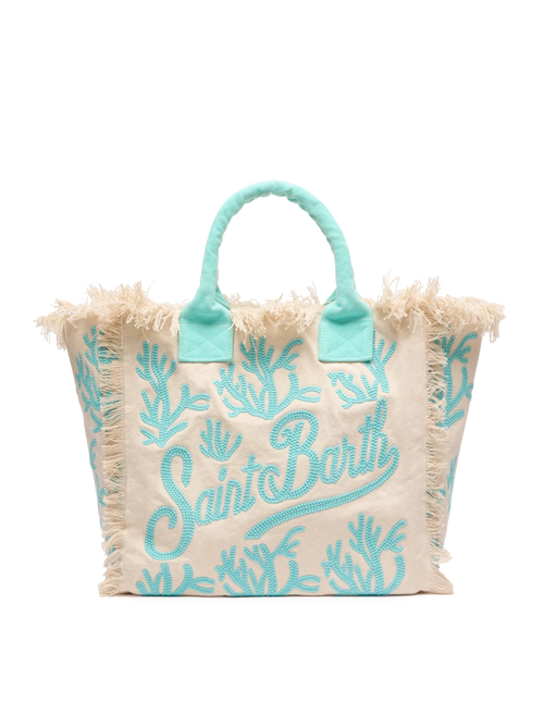 Vanity Rug white and water green cotton tote bag - MC2 Saint Barth