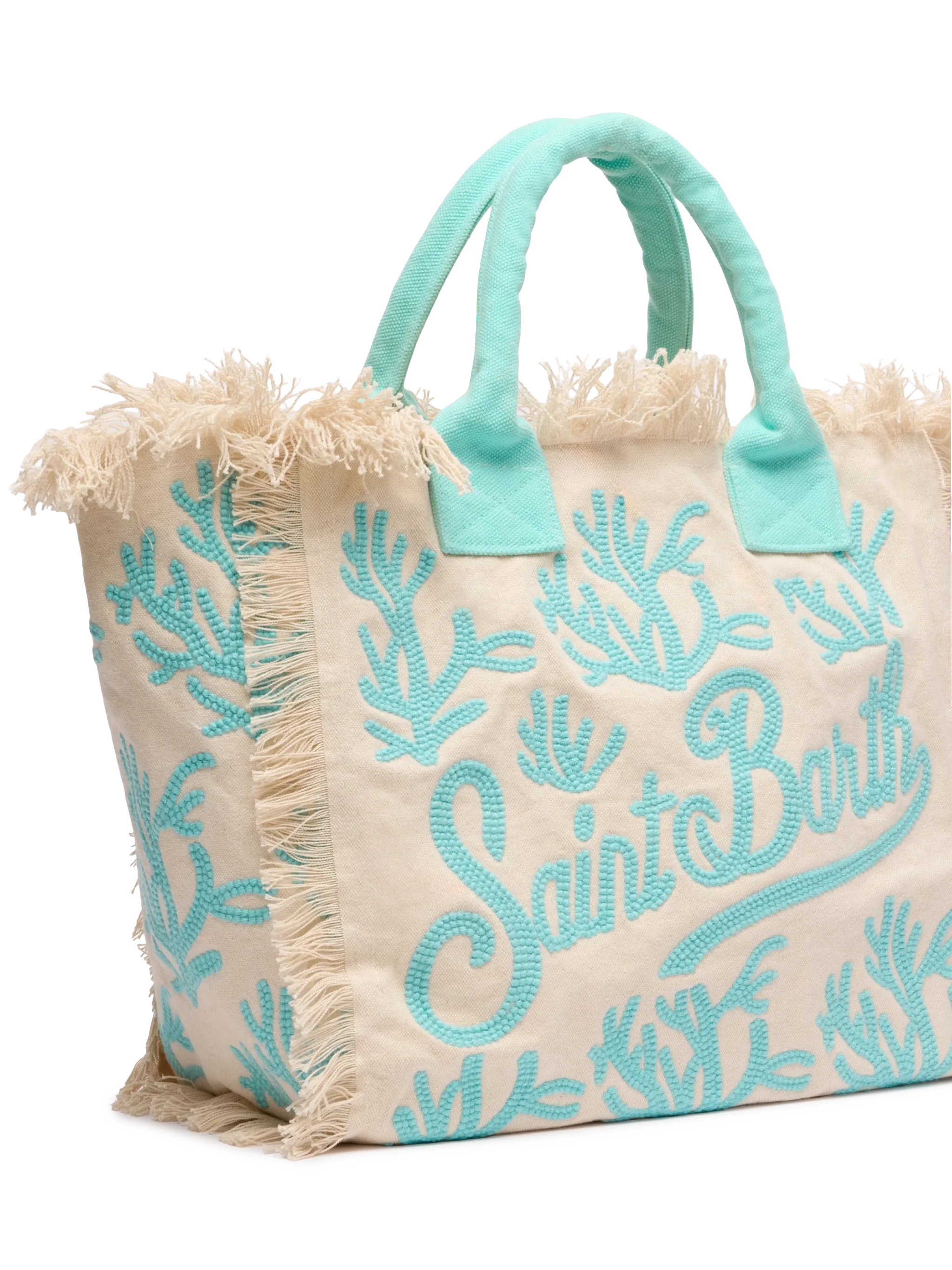 Vanity Rug white and water green cotton tote bag - MC2 Saint Barth