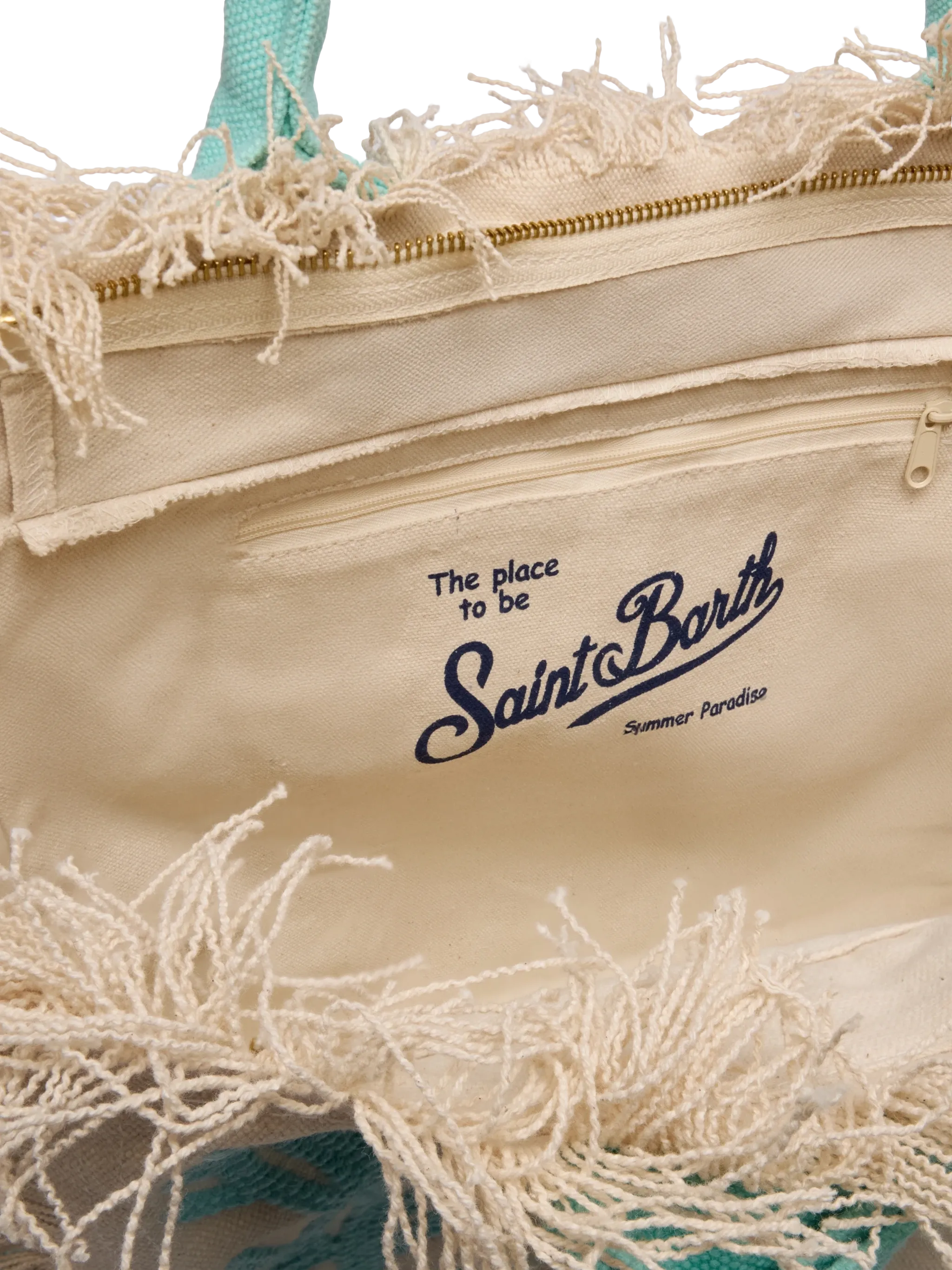 Vanity Rug white and water green cotton tote bag - MC2 Saint Barth