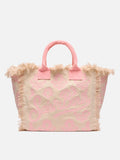 Borsa a spalla Vanity Rug  in cotone rosa e bianco
