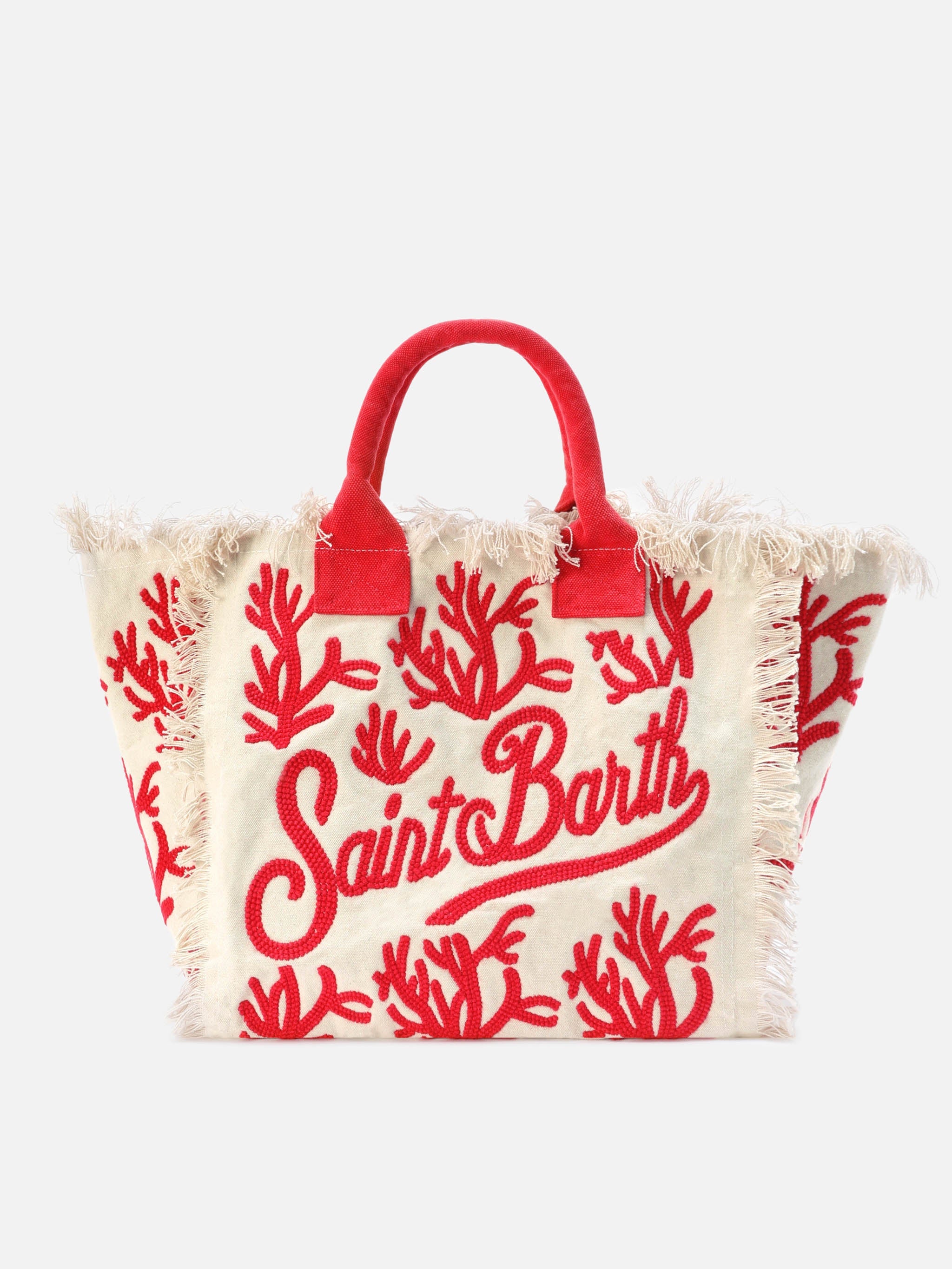 Borsa Vanity regular in canvas con ricamo coralli tufting