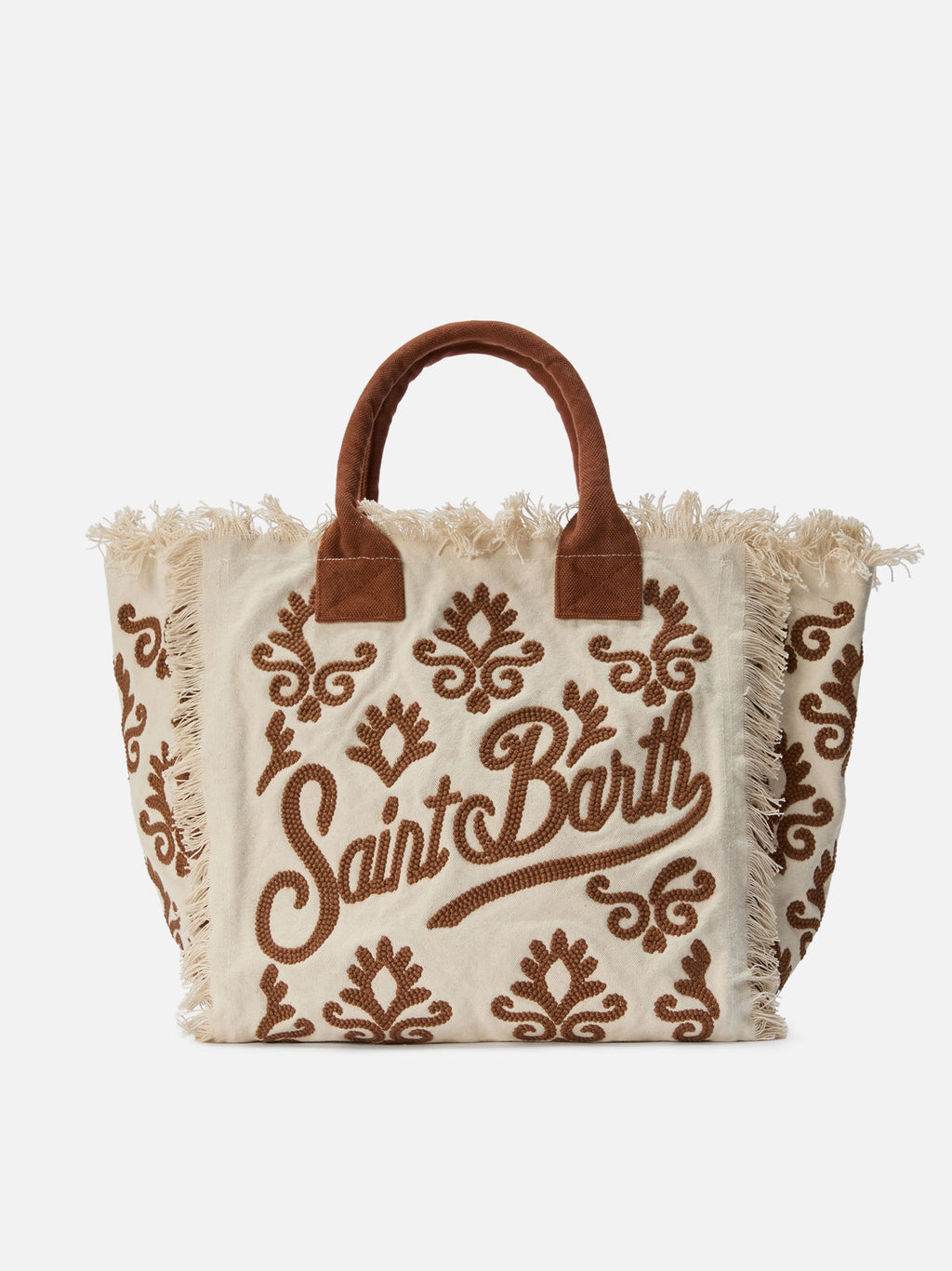 Borsa Vanity regular in canvas con ricamo lily tufting marrone