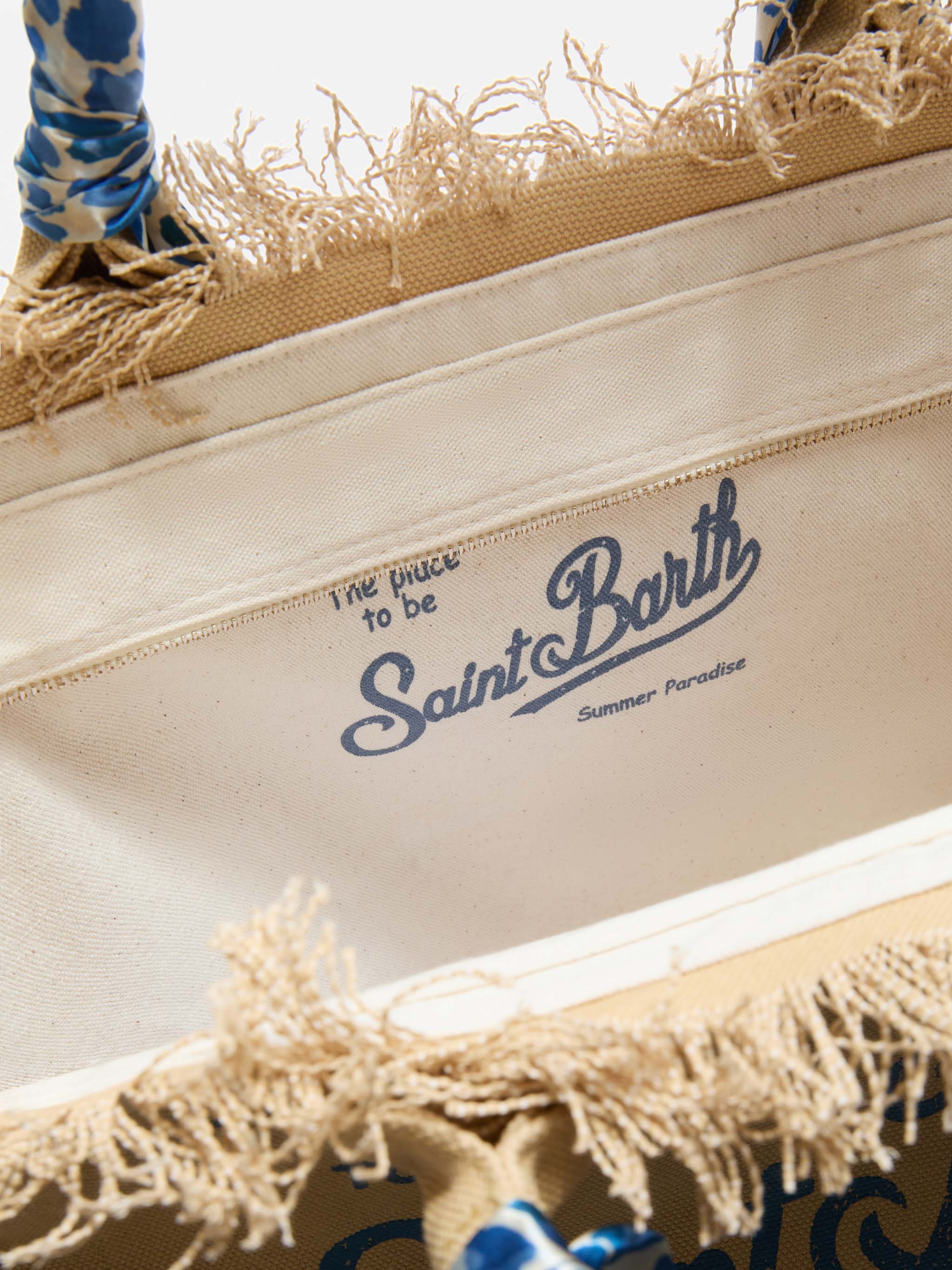 Borsa Vanity regular in canvas beige con twill removibile