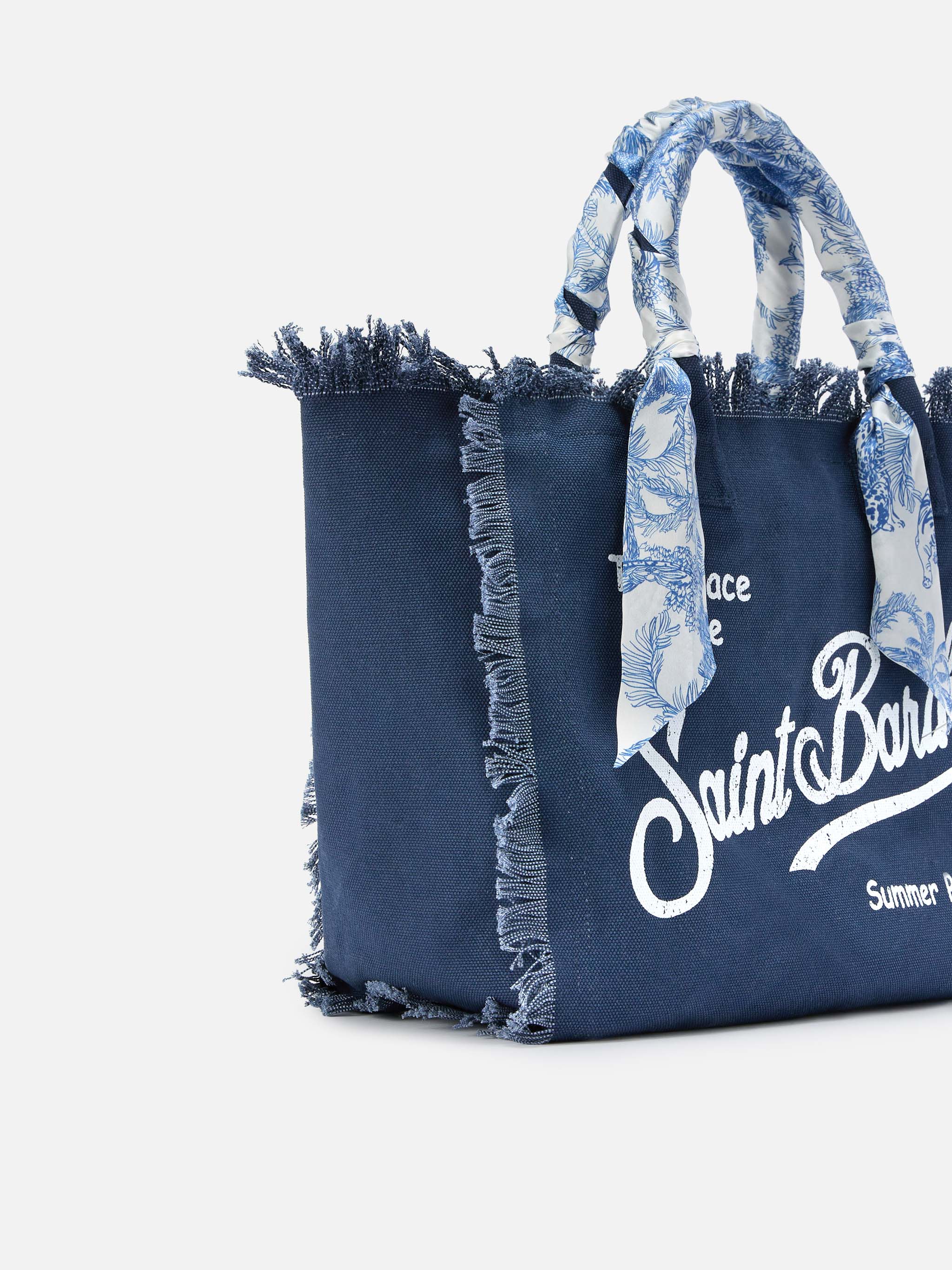 Borsa Vanity regular in canvas blu con twill removibile