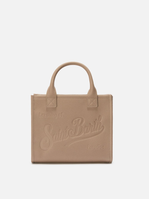 Borsa a spalla Vanity Bag Midi in pelle martellata nocciola