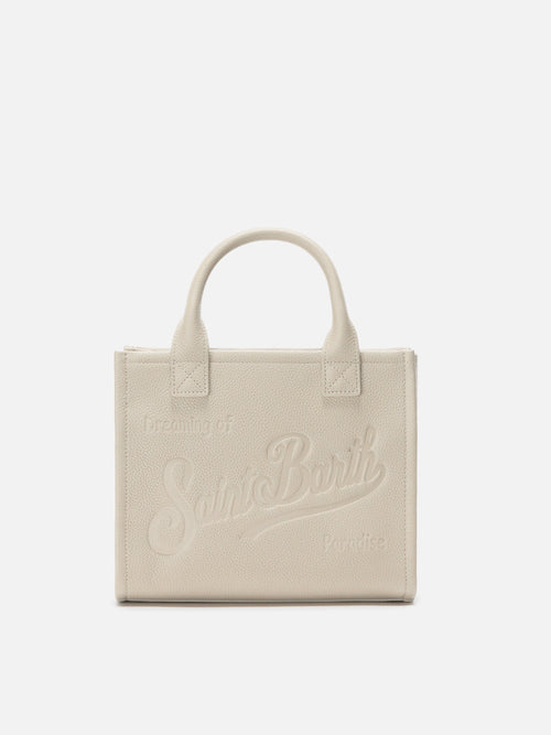 Borsa a spalla Vanity Bag Midi in pelle martellata bianca