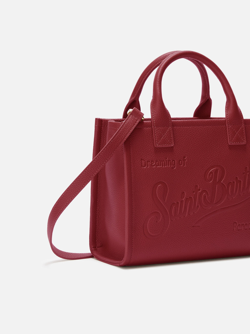 Borsa a spalla Vanity Bag Midi in pelle martellata bordeaux