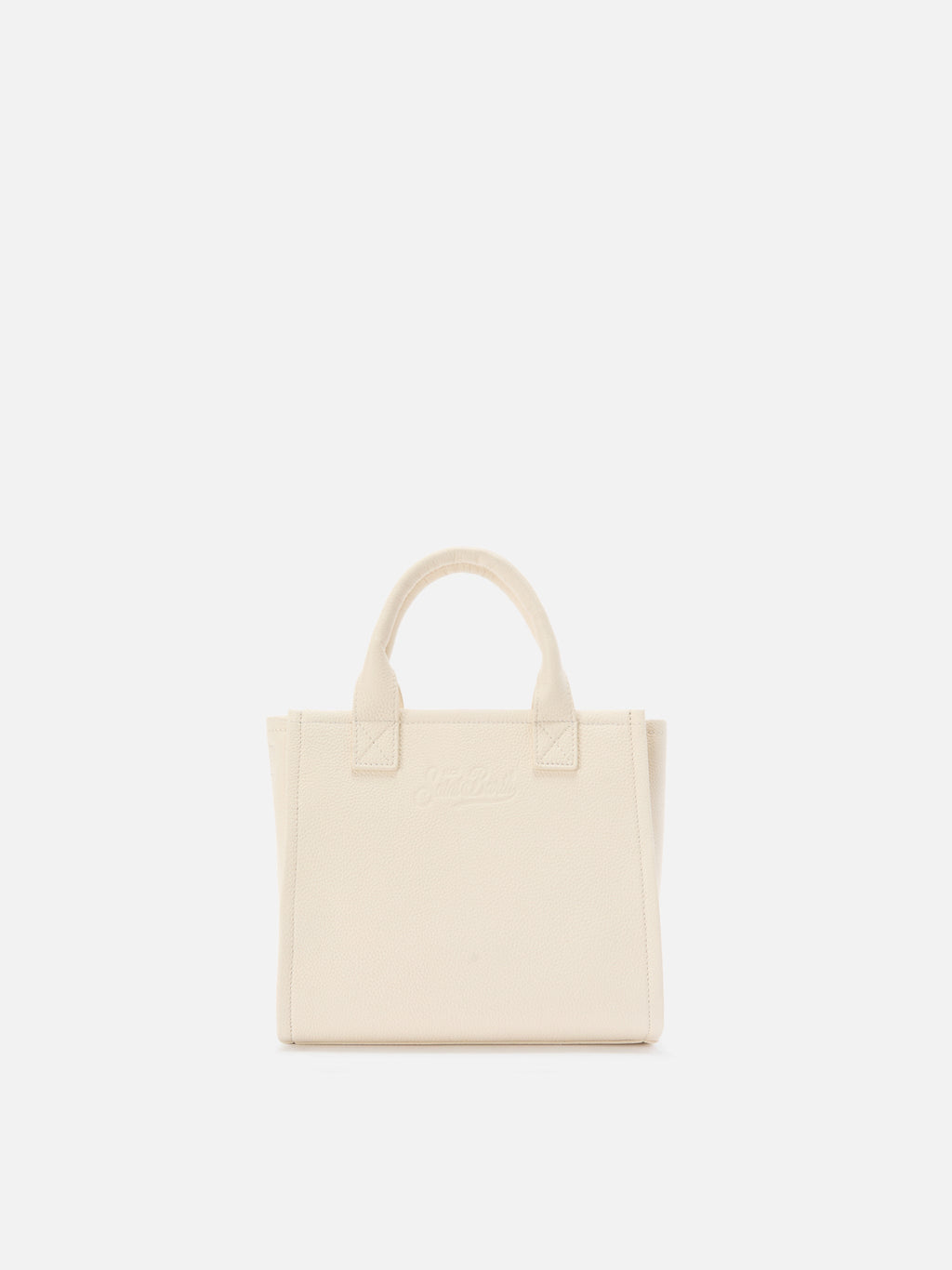 Borsa Vanity medium in pelle martellata avorio
