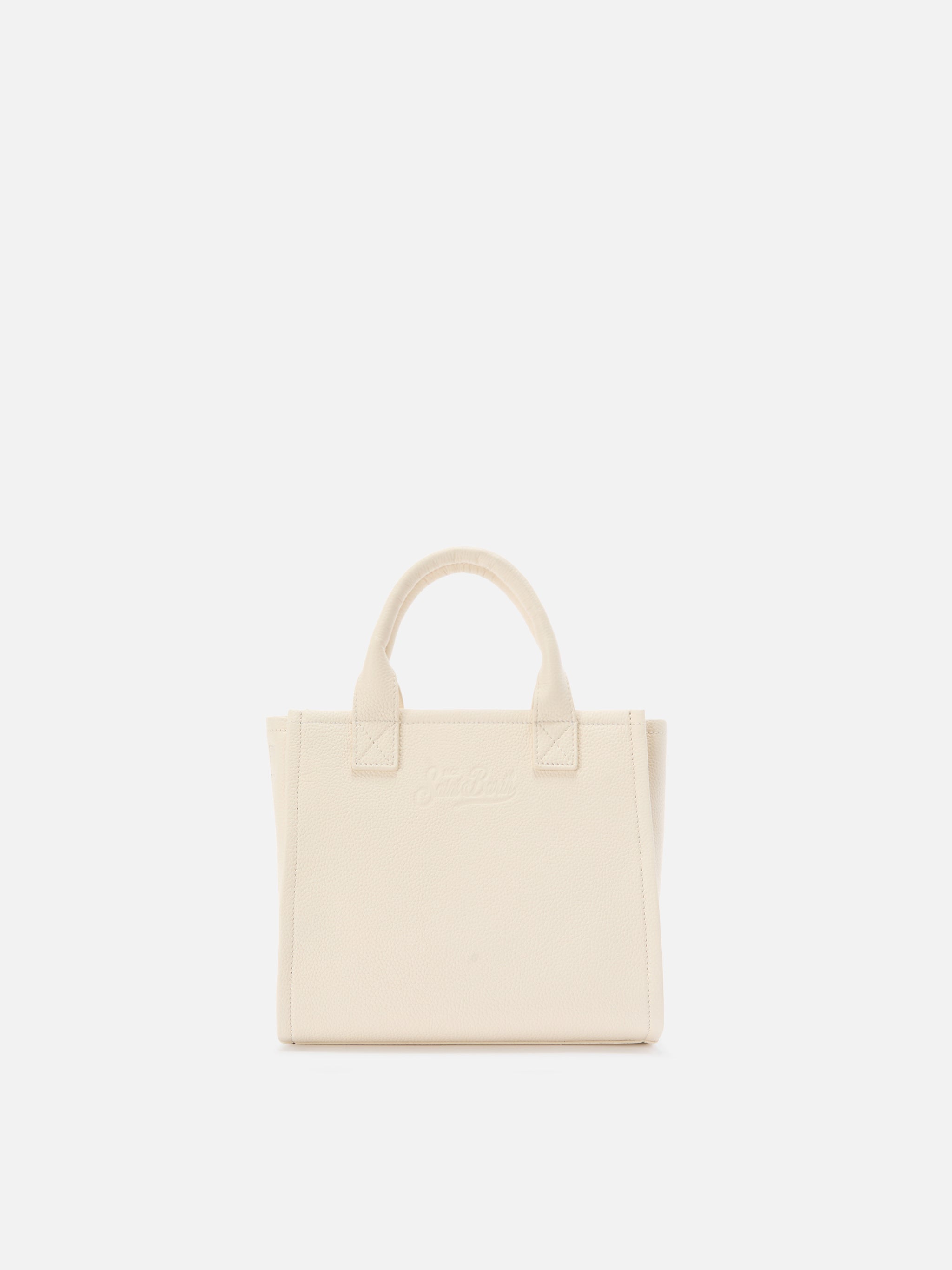Borsa Vanity medium in pelle martellata avorio