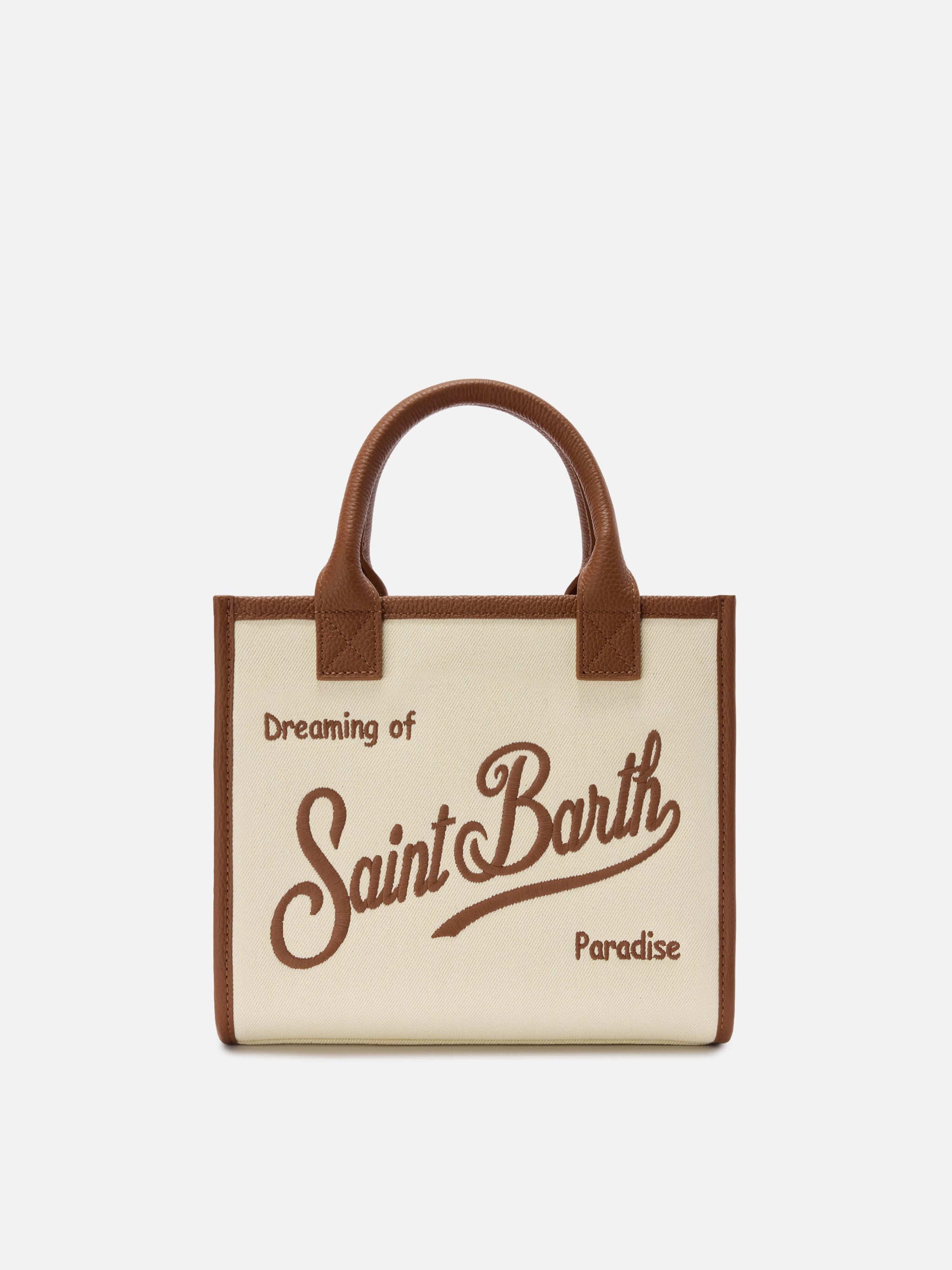 Borsa Vanity medium in canvas e pelle martellata