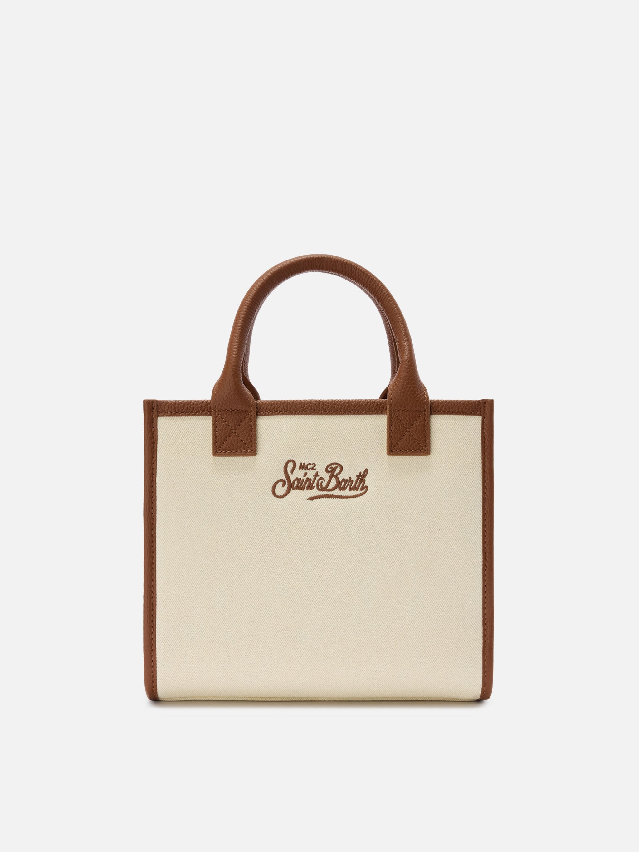 Borsa Vanity medium in canvas e pelle martellata