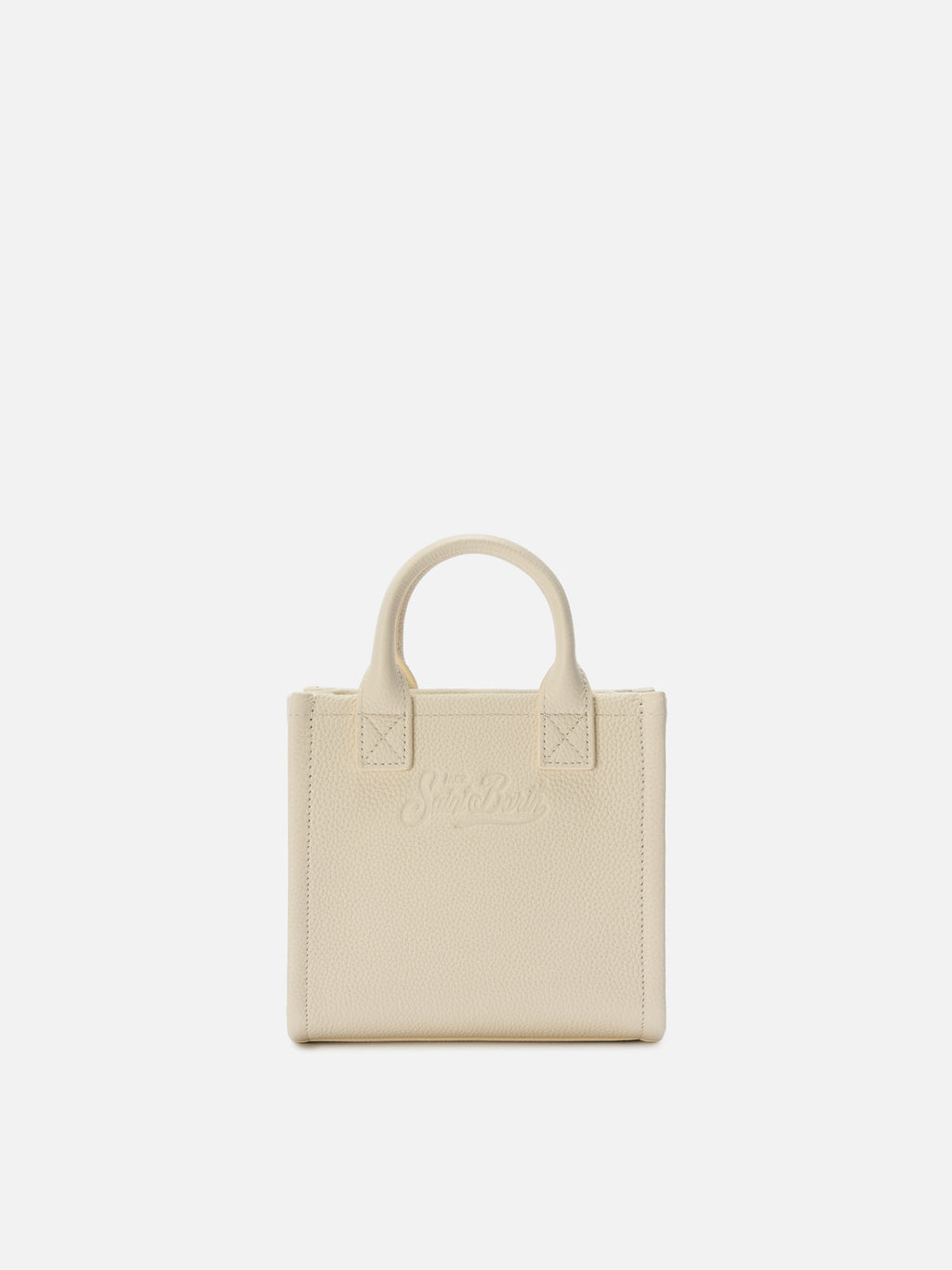 Borsa Vanity mini in pelle martellata avorio
