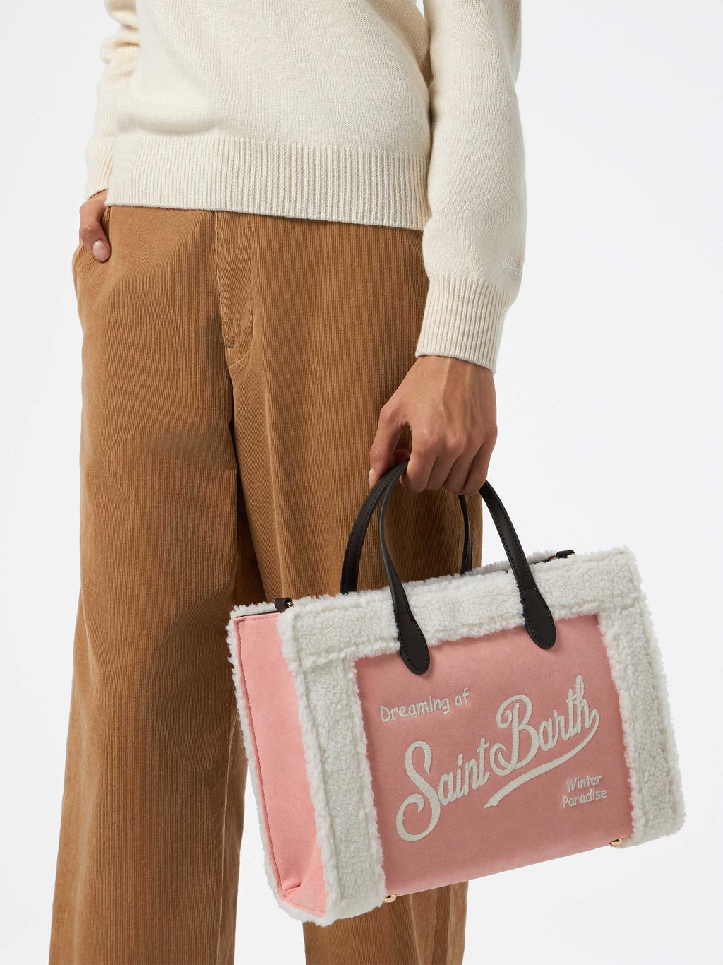 Pink Vivian handbag with sherpa details - MC2 Saint Barth