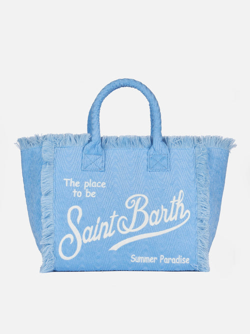 Light blue terry embossed Vanity Sponge tote bag - MC2 Saint Barth