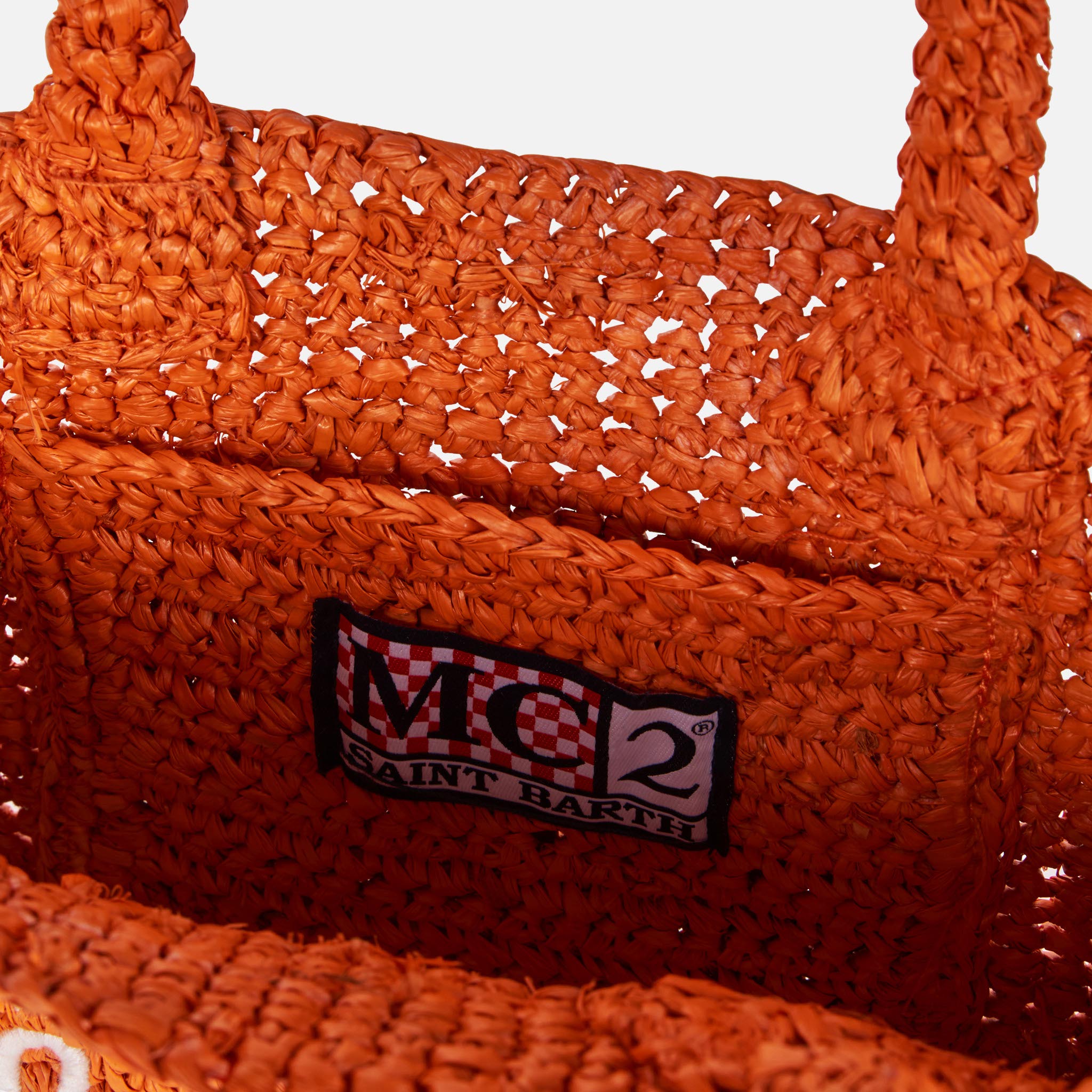 Mini Vanity orange raffia bag with front embroidery - MC2 Saint Barth