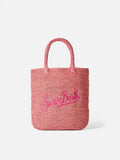 Raffia bucket pink bag with embroidery - MC2 Saint Barth