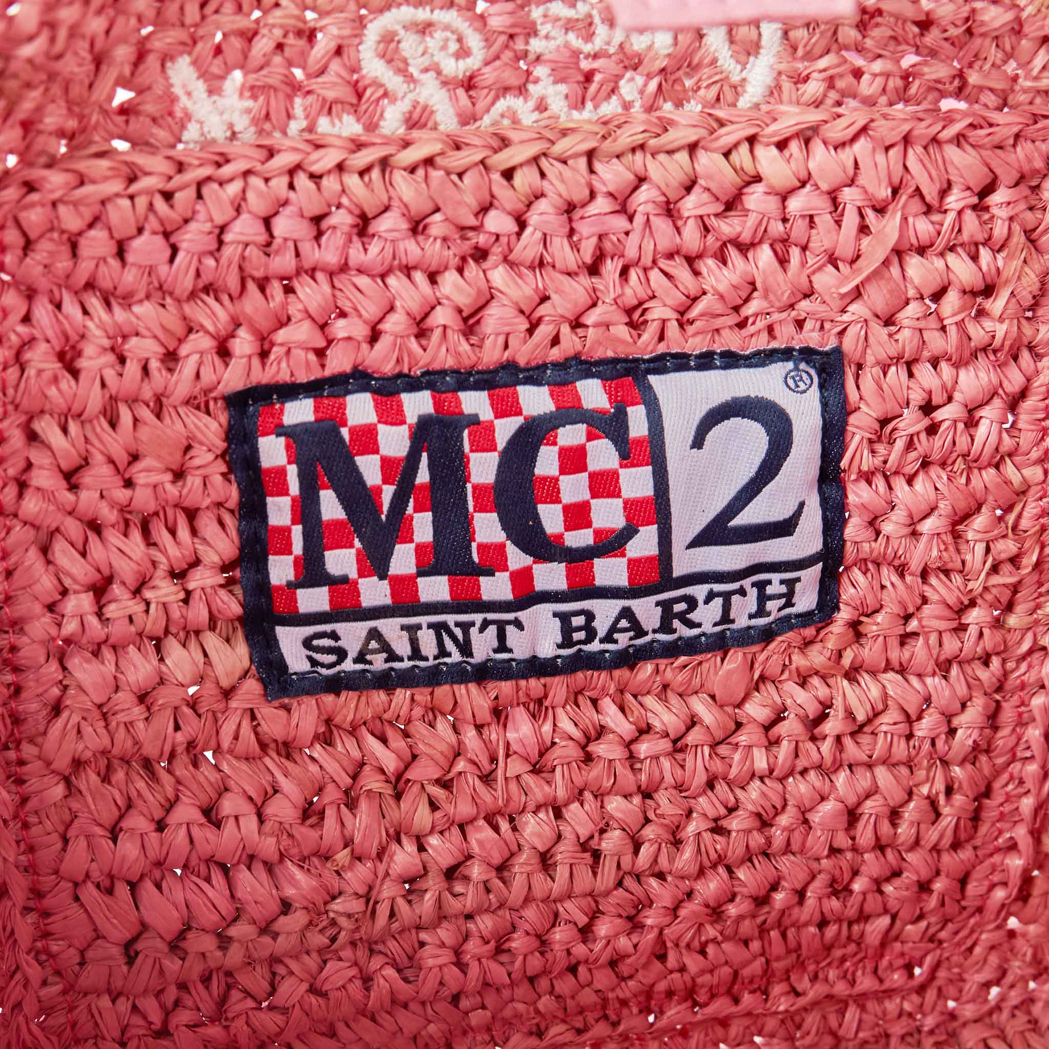 Colette pink raffia handbag with Saint Barth embroidery - MC2 Saint Barth