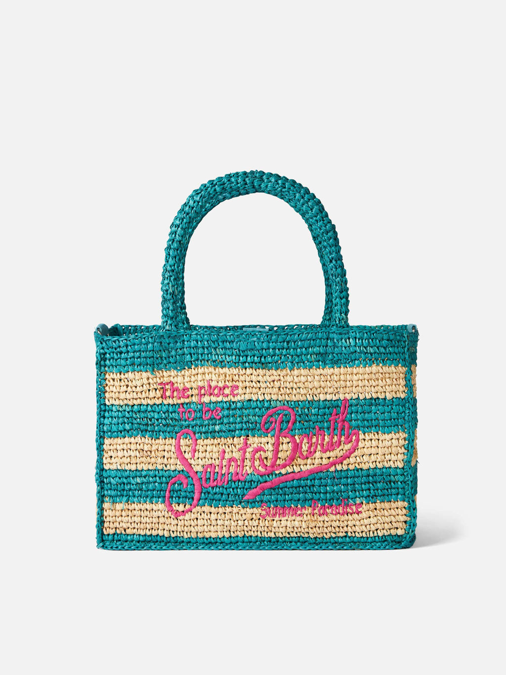 Colette raffia handbag with white and bluette stripes - MC2 Saint Barth